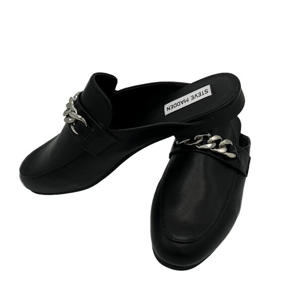 Steve Madden Rally Pointed Mule with Silver Chain in Black Size 9 - Picture 2 of 12